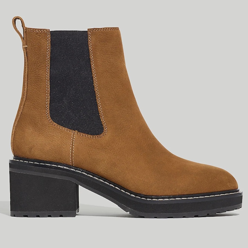Madewell Carina Platform Brown Suede Chelsea Boot